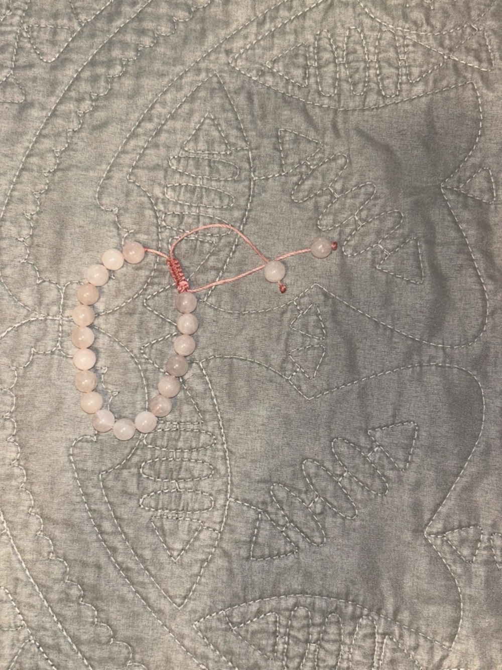 Rose Quartz Bead Adjustable Bracelet in Soft Pink